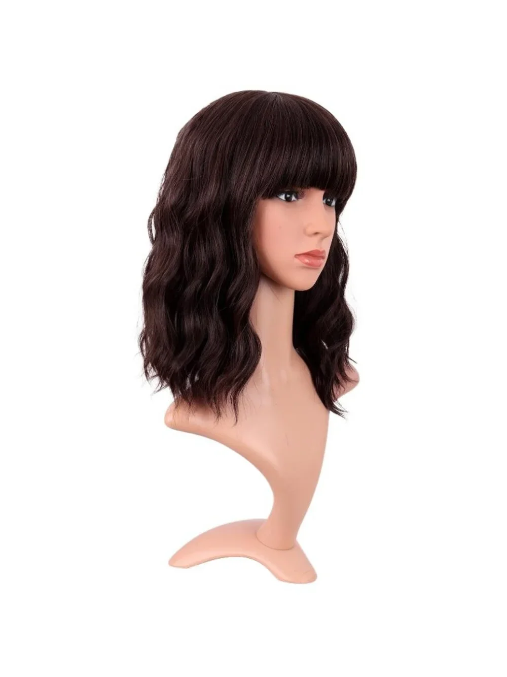 Women's Dark Brown 14 Inch Fresh Bright Synthetic Ordinary Short Wavy Curly Wigs